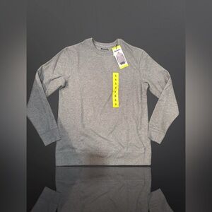 Bench. Men Sweatshirt Gray Thermal Fleece Crewneck Stretch Moisture Wicking S.
